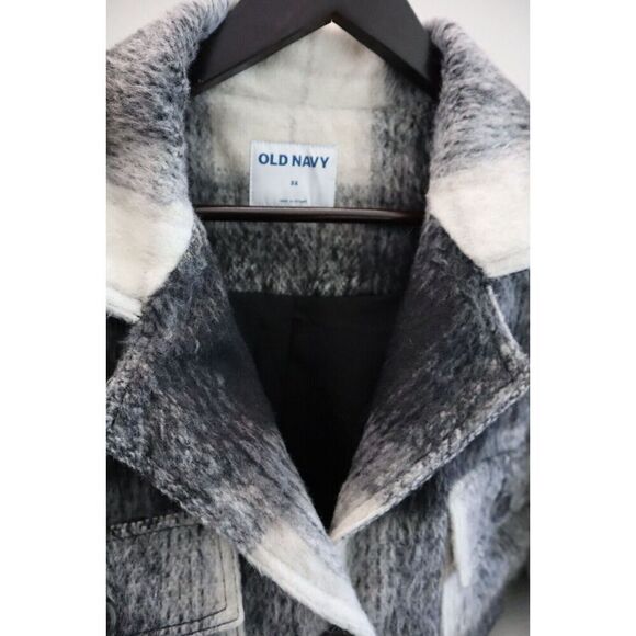 Old Navy Women's Sz 3X Black Plaid Printed Flannel Long Utility Shacket - Picture 3 of 15